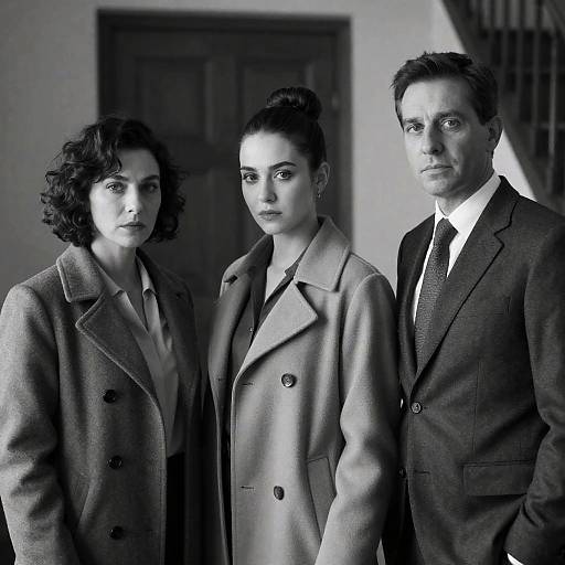 Black and White Portrait of Three Serious Adults