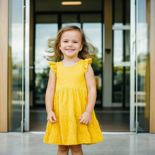 Smiling toddler girl in yellow sundress