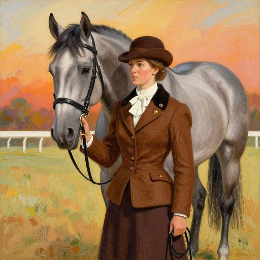 Elegant Woman with Horse at Sunset