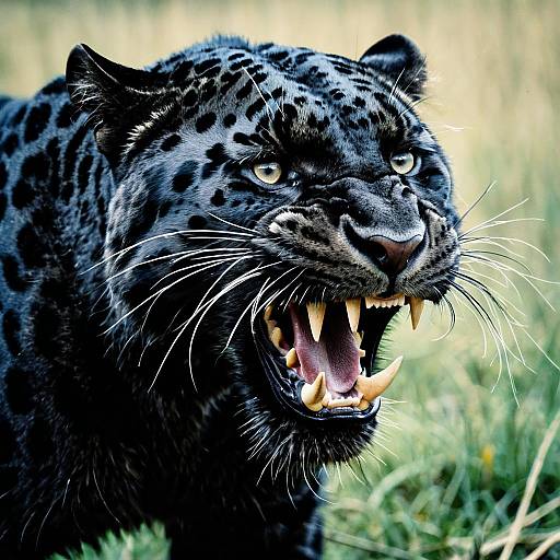 Snarling Black Leopard Close-Up
