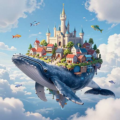 Whale Carrying a Floating Village