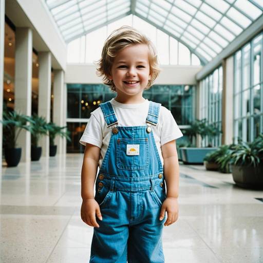 Smiling Toddler Boy in Blue Overalls