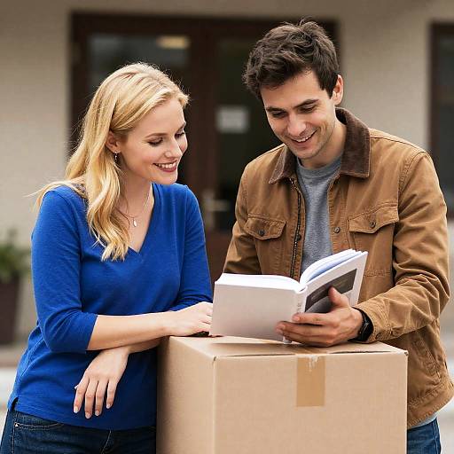 Engaged Couple Enjoying a Book Together