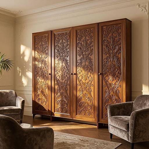 Elegant Carved Wooden Room Divider