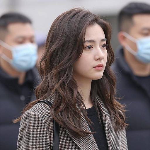 Young Woman in Checkered Coat