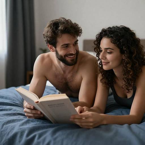 Couple Reading Together in Bed