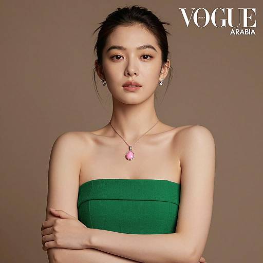 Elegant Asian Woman in Vogue Arabia Style
