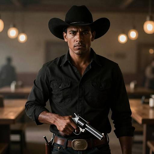 Dark Cowboy with Wired Revolver