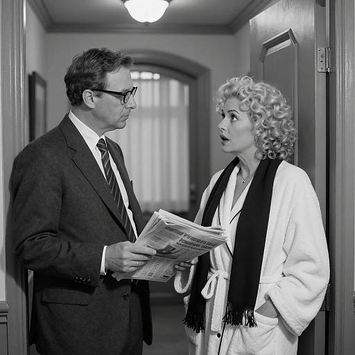 Candid Moment in a Classic Hallway