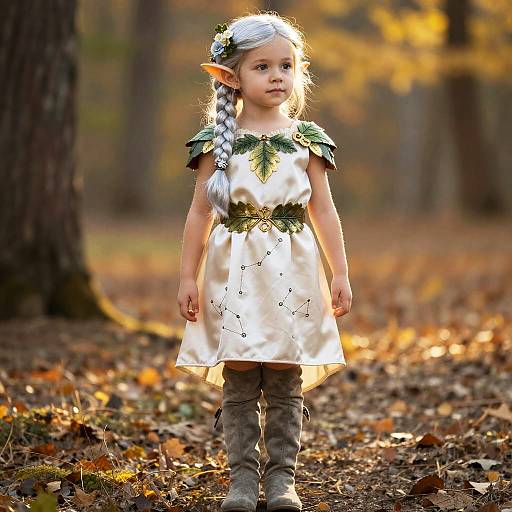 Silver-Braided Elf in Golden Backlight