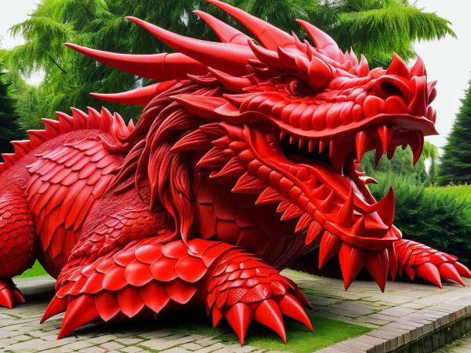 Majestic Red Dragon with Turtle Head