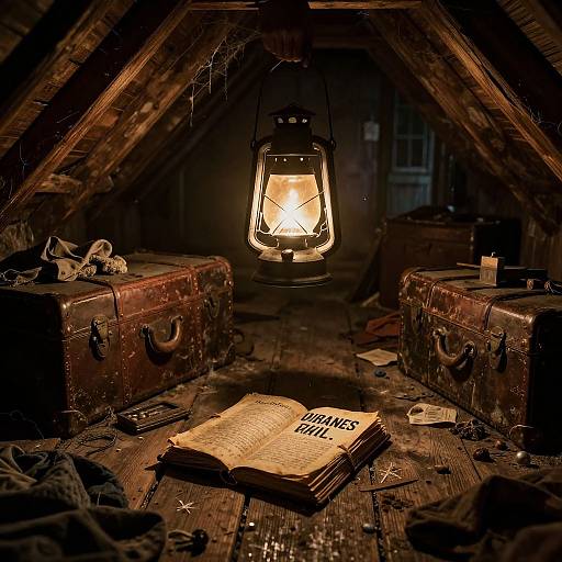 Haunting Attic Exploration Scene