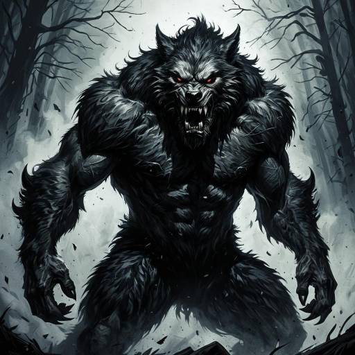 Fierce Werewolf in Misty Forest