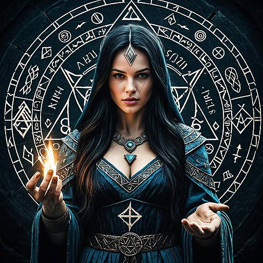 Mystical Sorceress with Magical Fire