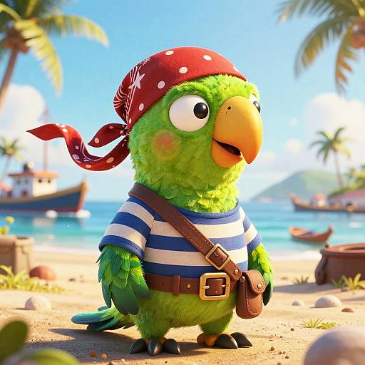 Colorful Pirate Parrot Pepe Scene