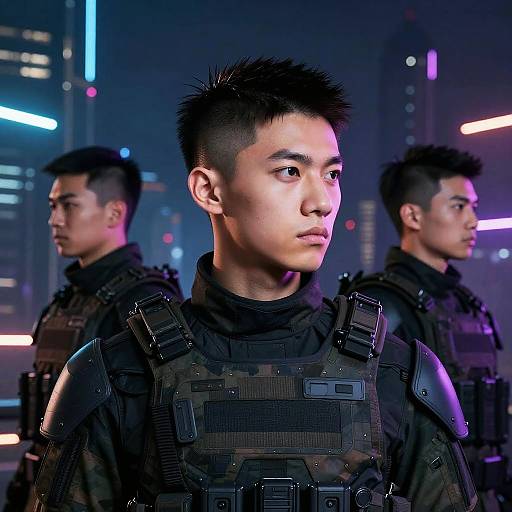 Cyberpunk Soldiers with Futuristic Haircuts