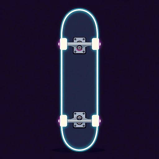 Retro-Futuristic Neon Skateboard Illustration