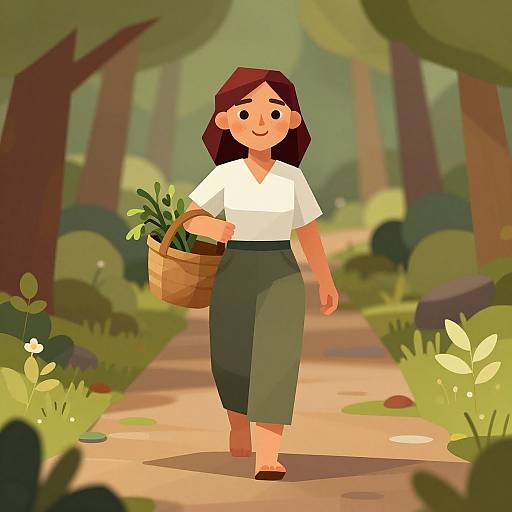 Low-Poly Painted Woman in Forest