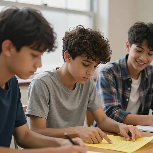 Three Teenage Boys in a Room Scene