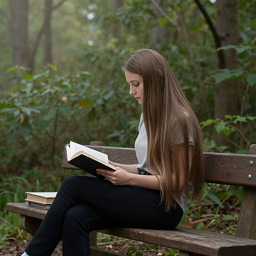 Serene Woman Reading in Forest