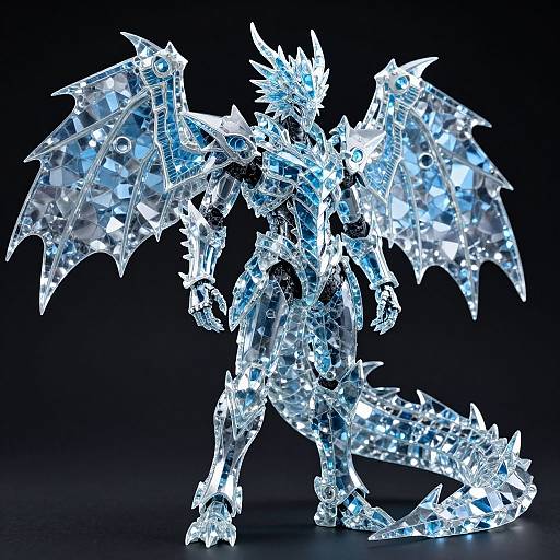 Hyper-Realistic Azure Crystal Dragon Armor