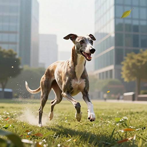 Dynamic Italian Greyhound in Urban Park