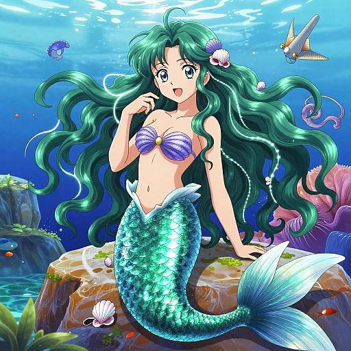 Bioluminescent Mermaid Princess Anime Portrait
