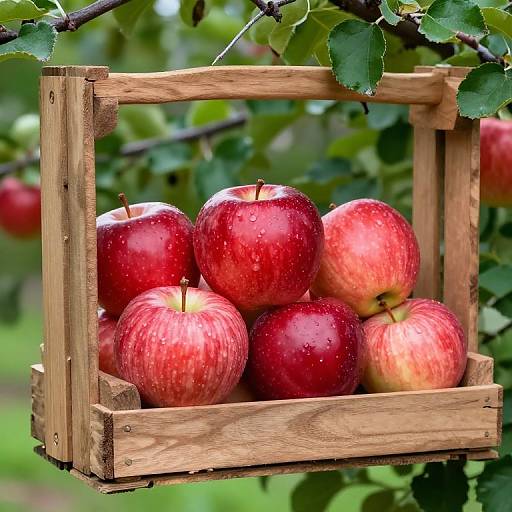 Rustic Crate of Glistening Apples