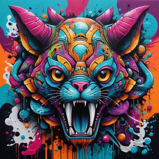Vibrant Abstract Creature Graffiti Art Vibrant Abstract Creature Graffiti Art