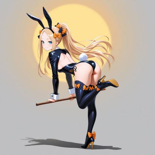 Blonde Woman in Bunny Costume on Floor