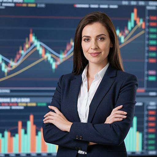 Confident Businesswoman with Financial Charts