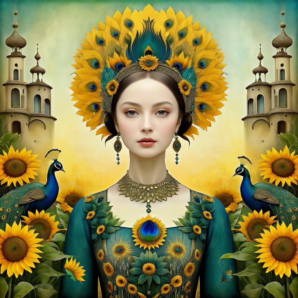 Elegant Album Art with Peacock and Woman