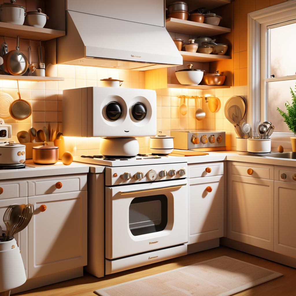 Curious Microwave in a Cozy Kitchen