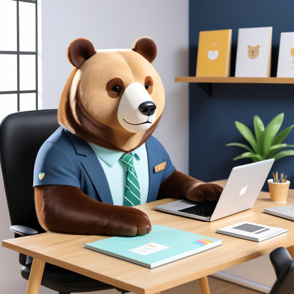 Charming Bear in a Professional Setting