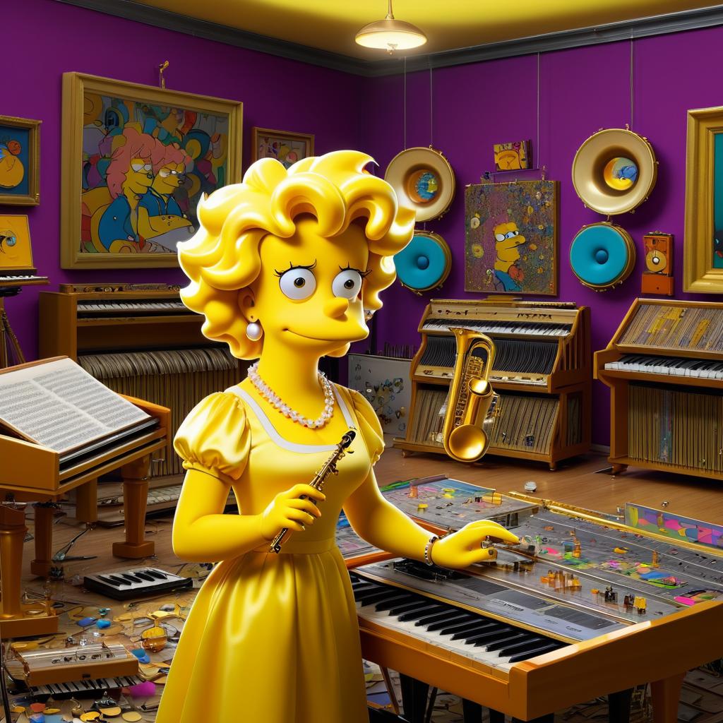 Dazed Lisa Simpson in a Music Room