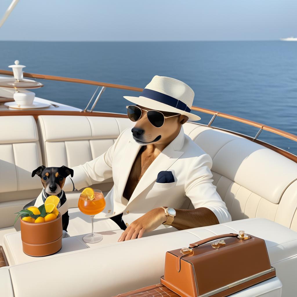 Stylish Dog Relaxing on a Yacht