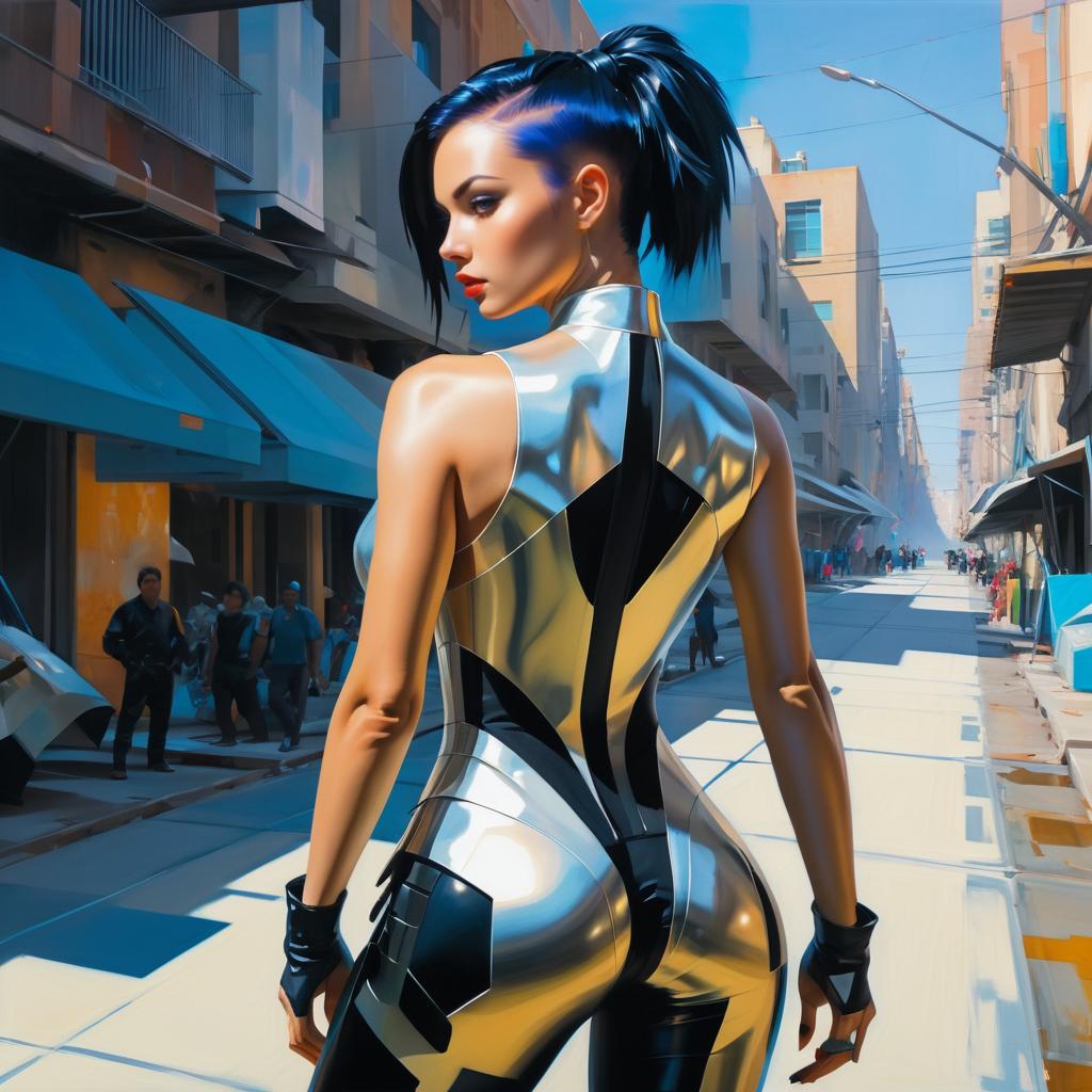 Cyberpunk Assassin Portrait in Street Art Style