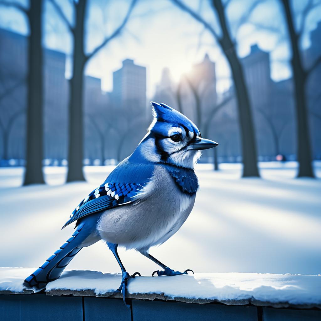 Hyper-Detailed Blue Jay in Central Park