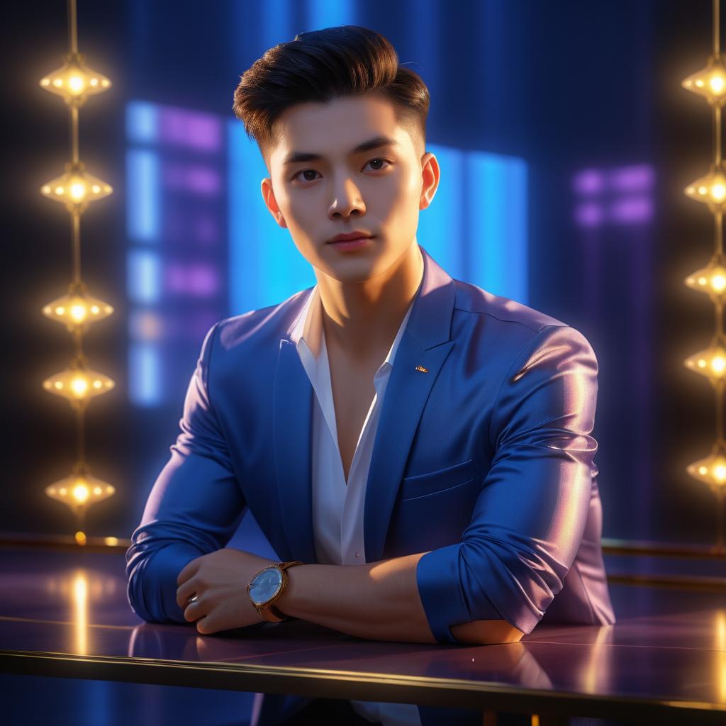 Elegant Young Man in Hyper-Realistic Art