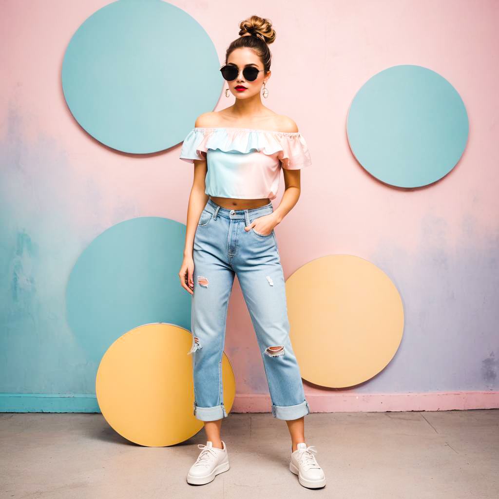 Trendy Retro Fashion with Surreal Background