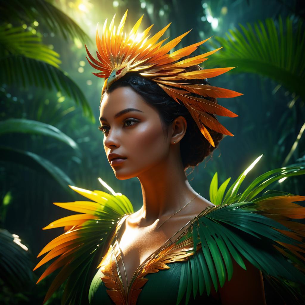 Dramatic Phoenix Portrait in Jungle