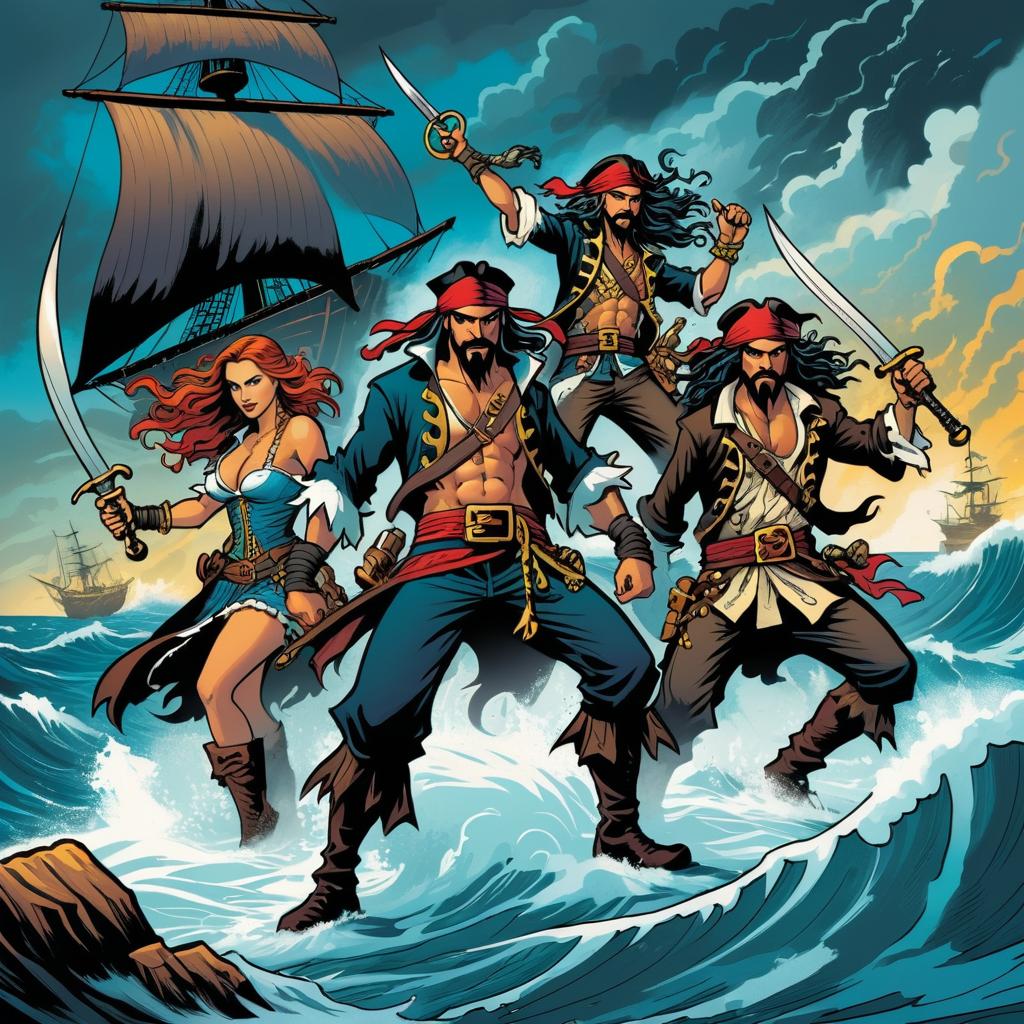 Mythical Pirates in Comic Art Style