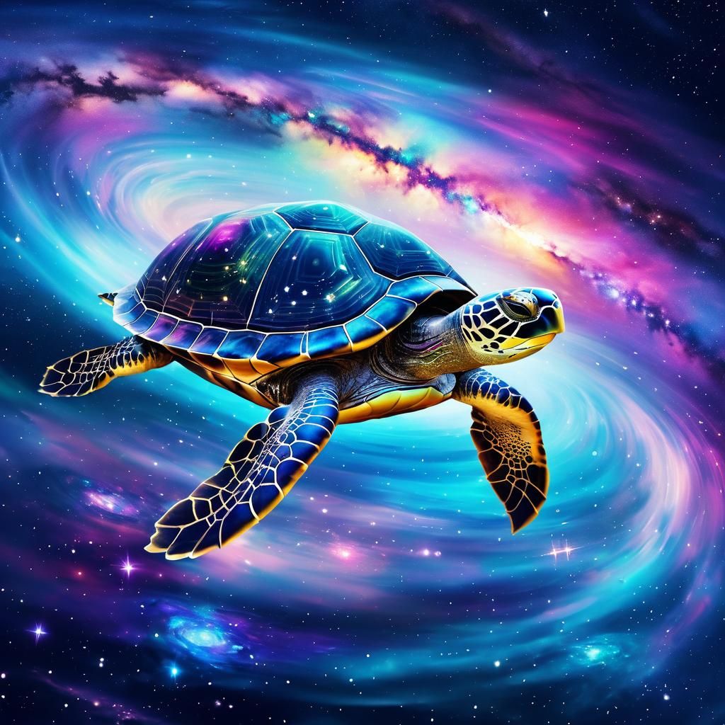 Giant Turtle in Cosmic Fantasy Landscape