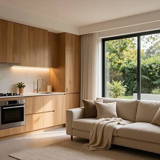 Cozy Modern Kitchen and Living Room