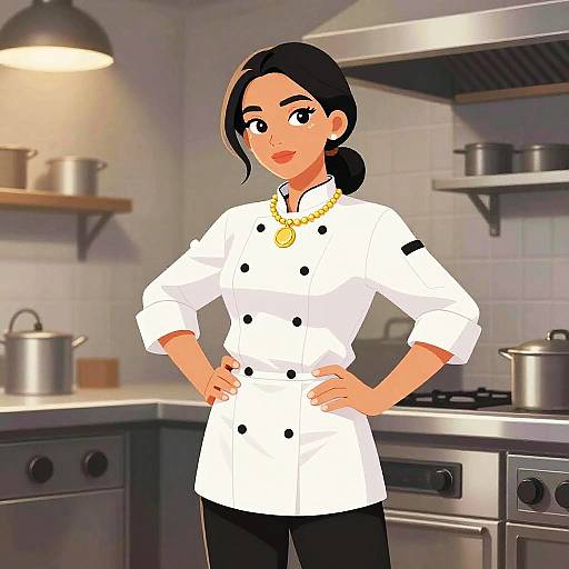Vivacious Female Chef in Modern Kitchen