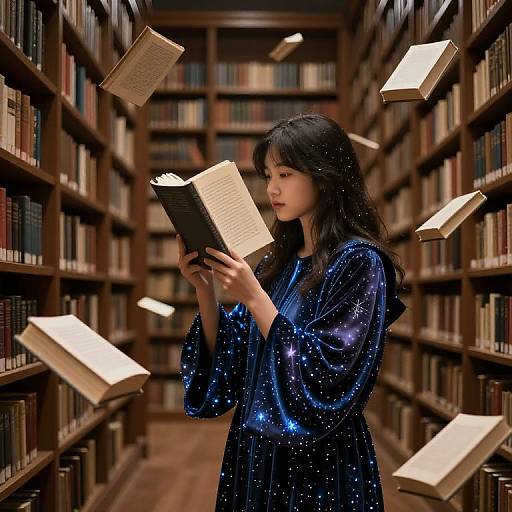 Enchanted Library of Starlit Wisdom