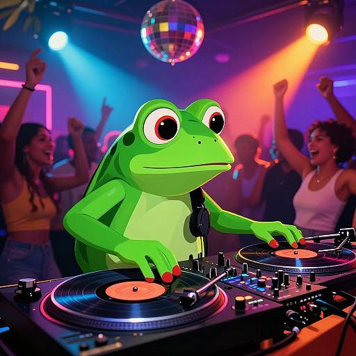 Pepe Cool Frog DJ Party Vibes