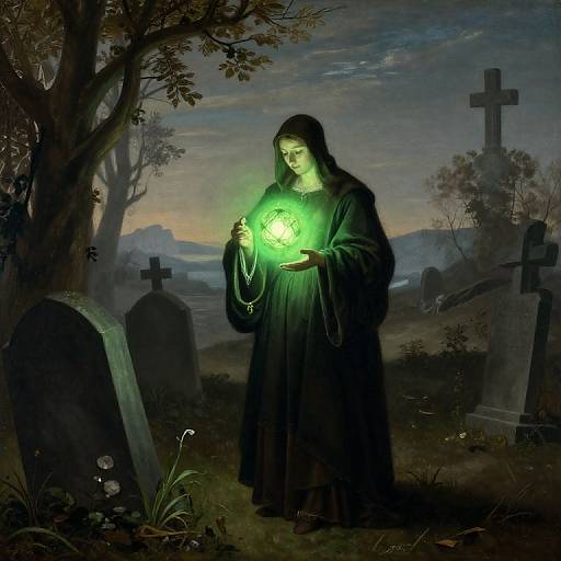 Glowing Green Orb in Graveyard