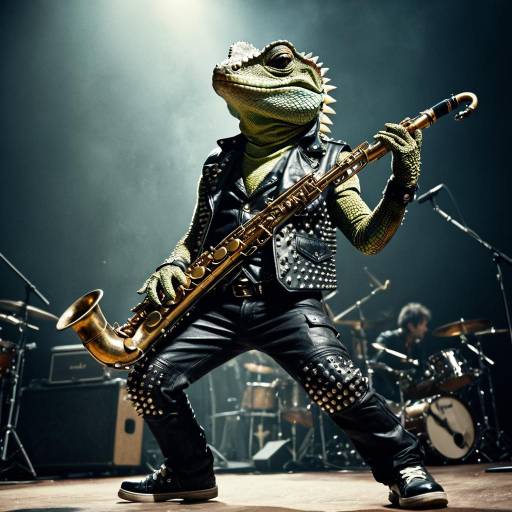 Rock Star Lizard Playing Saxophone