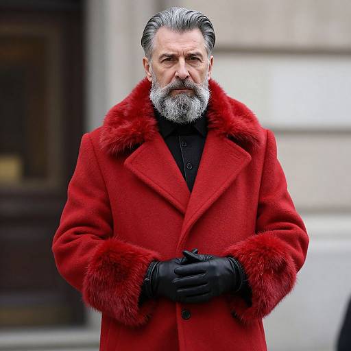 Sophisticated Middle-Aged Man in Red Coat